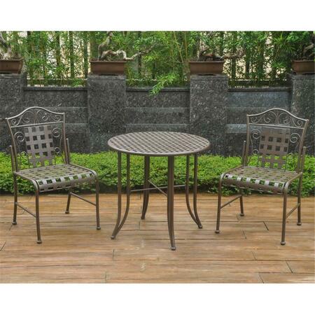 INTERNATIONAL CARAVAN Mandalay Iron Bistro Set, Rustic Brown - Set of 3 3473-RT-BN